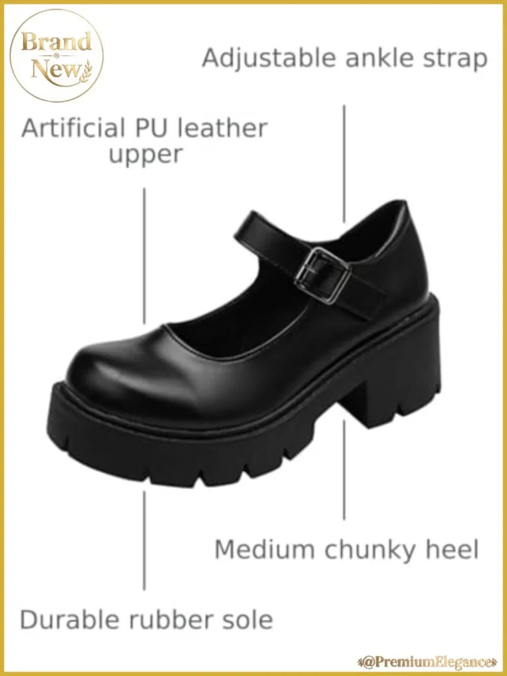 Platform Mary Janes Chunky Heel Ankle Strap PU Leather Oxford Dress Shoes